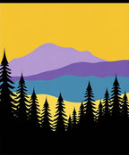 Purple Mountain Forest Landscape Sunset Rug