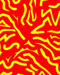 Bold Red Yellow Organic Swirl Rug