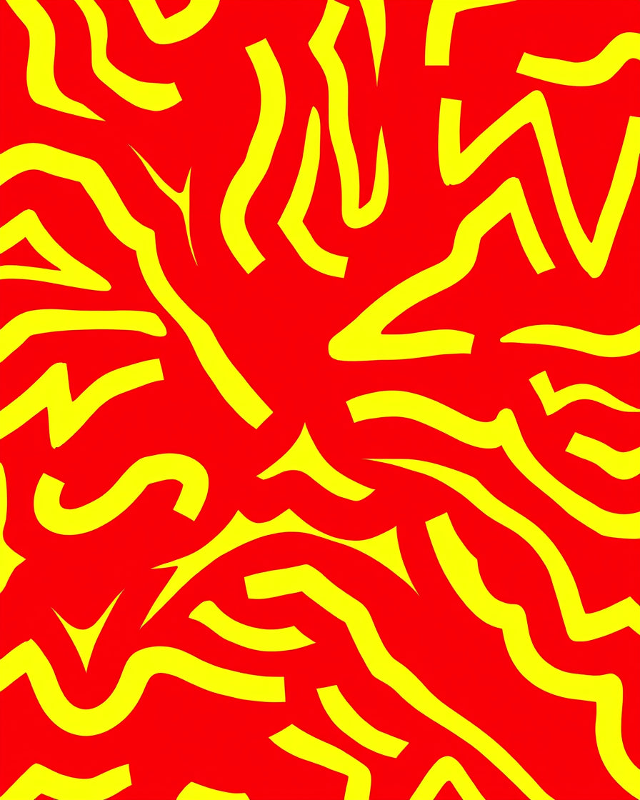 Bold Red Yellow Organic Swirl Rug