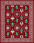 Crimson Elf Tree Holiday Celebration Rug