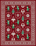 Crimson Elf Tree Holiday Celebration Rug