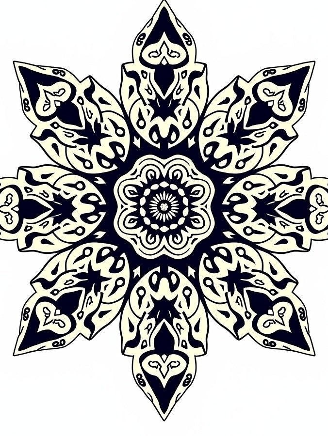 Intricate Navy Floral Starburst Rug