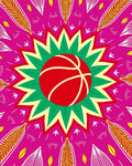Vibrant Red Basketball Mandala Rug