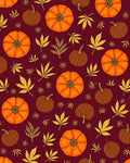 Orange Pumpkin Autumn Leaf Burgundy Rug