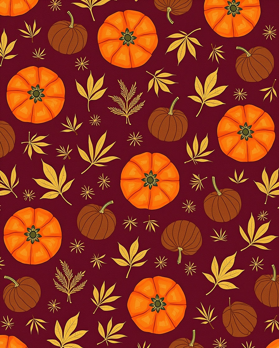 Orange Pumpkin Autumn Leaf Burgundy Rug