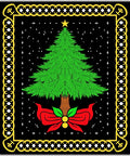 Festive Christmas Tree with Red Bow Rug