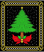 Festive Christmas Tree with Red Bow Rug