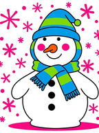 Jolly Snowman With Pink Snowflakes Rug