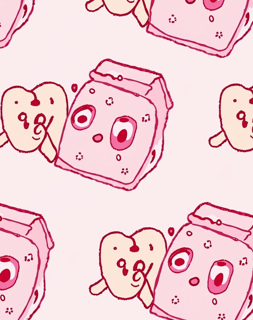 Whimsical Pink Heart Milk Carton Repeat Rug