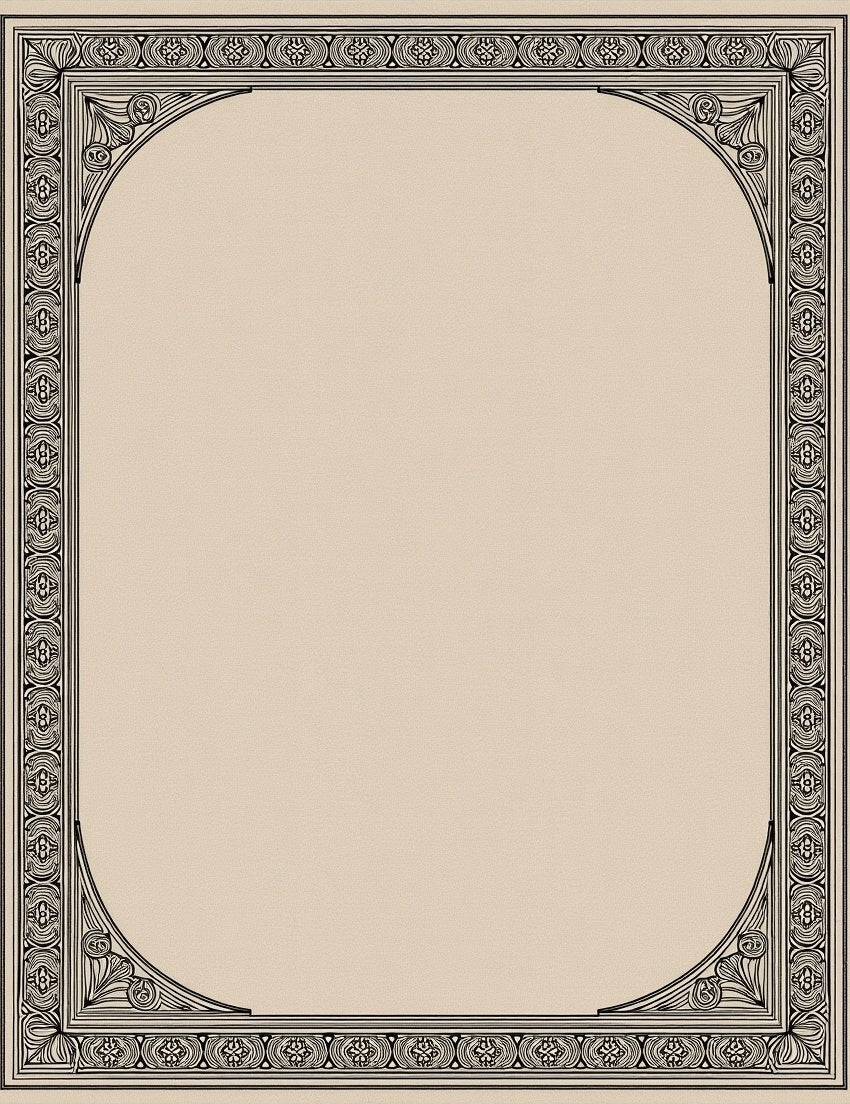 Ornate Black Cream Scroll Border Rug