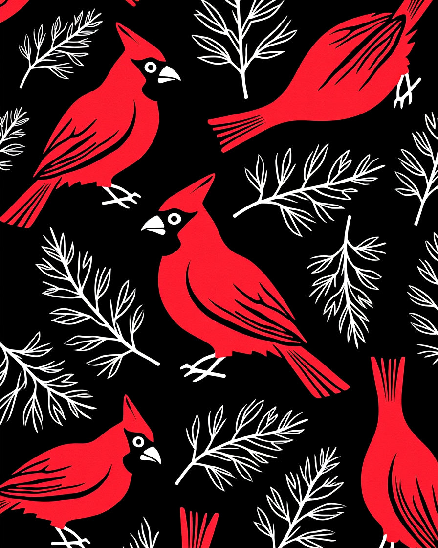 Bold Red Cardinal Branch Silhouette Rug