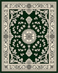 Ornate Cream and Green Floral Medallion Rug