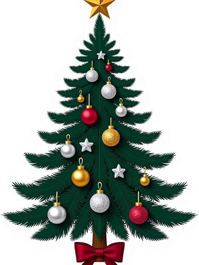 Festive Decorated Green Christmas Tree Rug