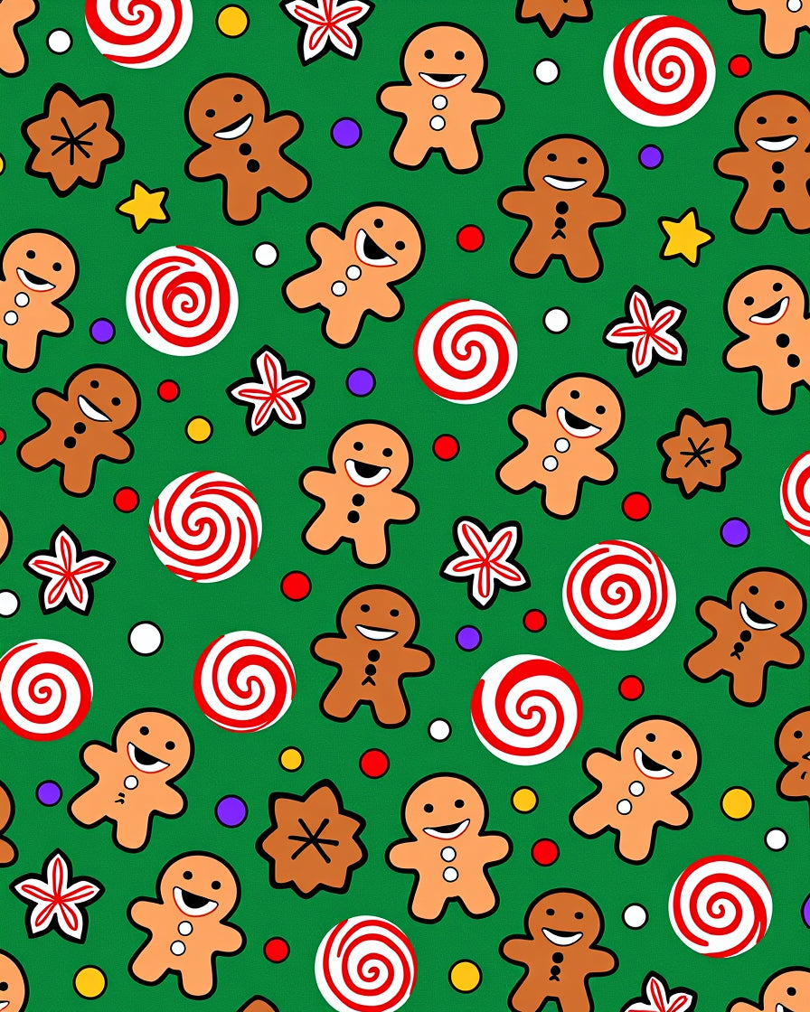Festive Gingerbread Peppermint Swirls Rug