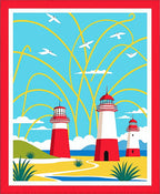 Coastal Lighthouses Flock Sky Arcs Rug