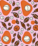 Pink Sports Balls Mix Rug