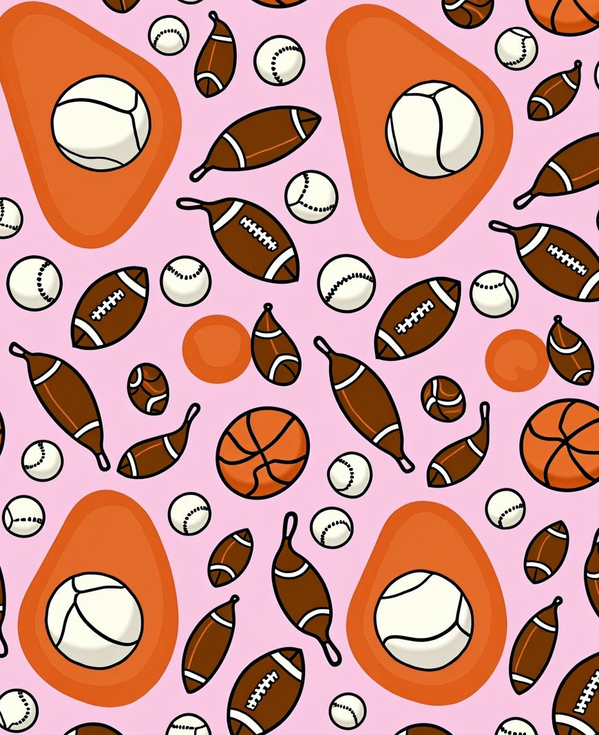 Pink Sports Balls Mix Rug