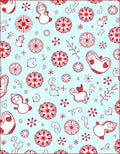 Whimsical Red Snowflakes and Figures Rug