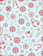 Whimsical Red Snowflakes and Figures Rug
