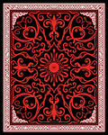 Elegant Red Scrollwork Mandala Rug