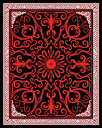 Elegant Red Scrollwork Mandala Rug