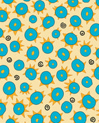 Funky Blue Sunburst Swirls Rug