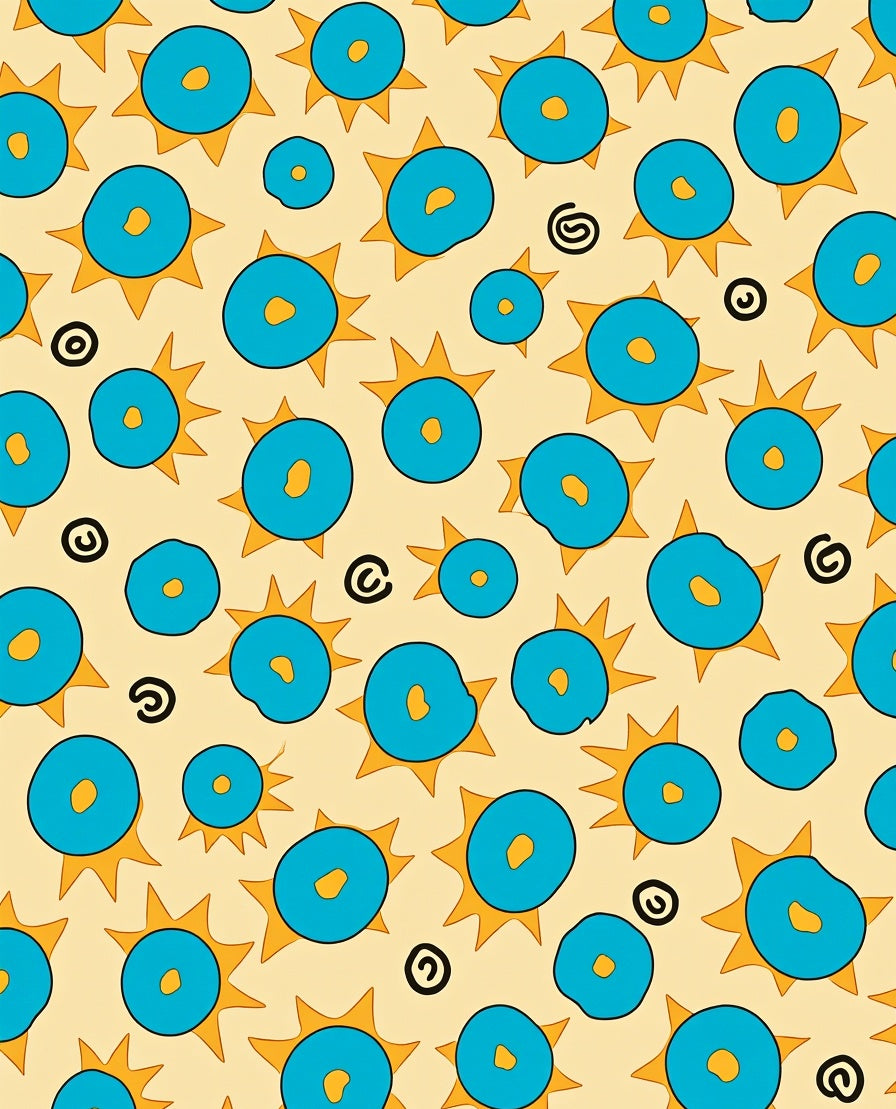 Funky Blue Sunburst Swirls Rug