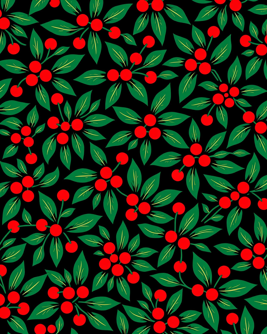Crimson Holly Berry Botanical Repeat Rug