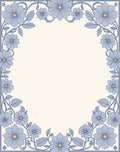 Soft Blue Floral Border Vines Rug