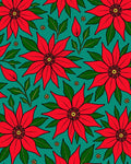 Crimson Red Poinsettia Garden Repeat Rug