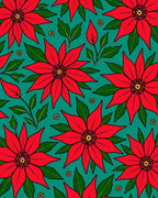 Crimson Red Poinsettia Garden Repeat Rug