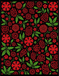 Bold Red Illustrated Floral Foliage Rug