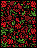 Bold Red Illustrated Floral Foliage Rug