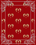 Crimson Golden Animal Heart Border Rug