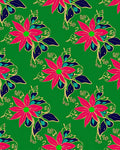 Vibrant Pink Floral Green Background Art Rug