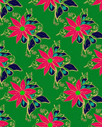 Vibrant Pink Floral Green Background Art Rug