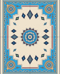 Turquoise Blue Medallion Diamond Arrangement Rug