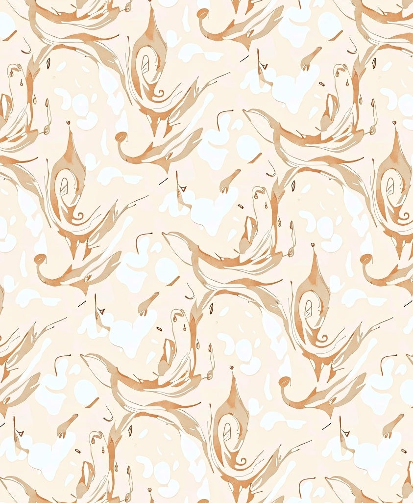 Whimsical Caramel Swirl Abstract Rug