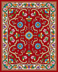 Ornate Red Floral Scroll Medallion Rug
