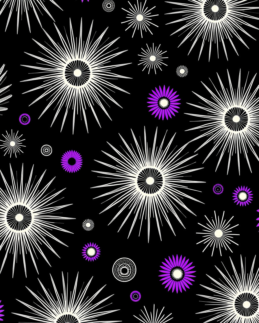 Black Purple Starburst Medallion Rug