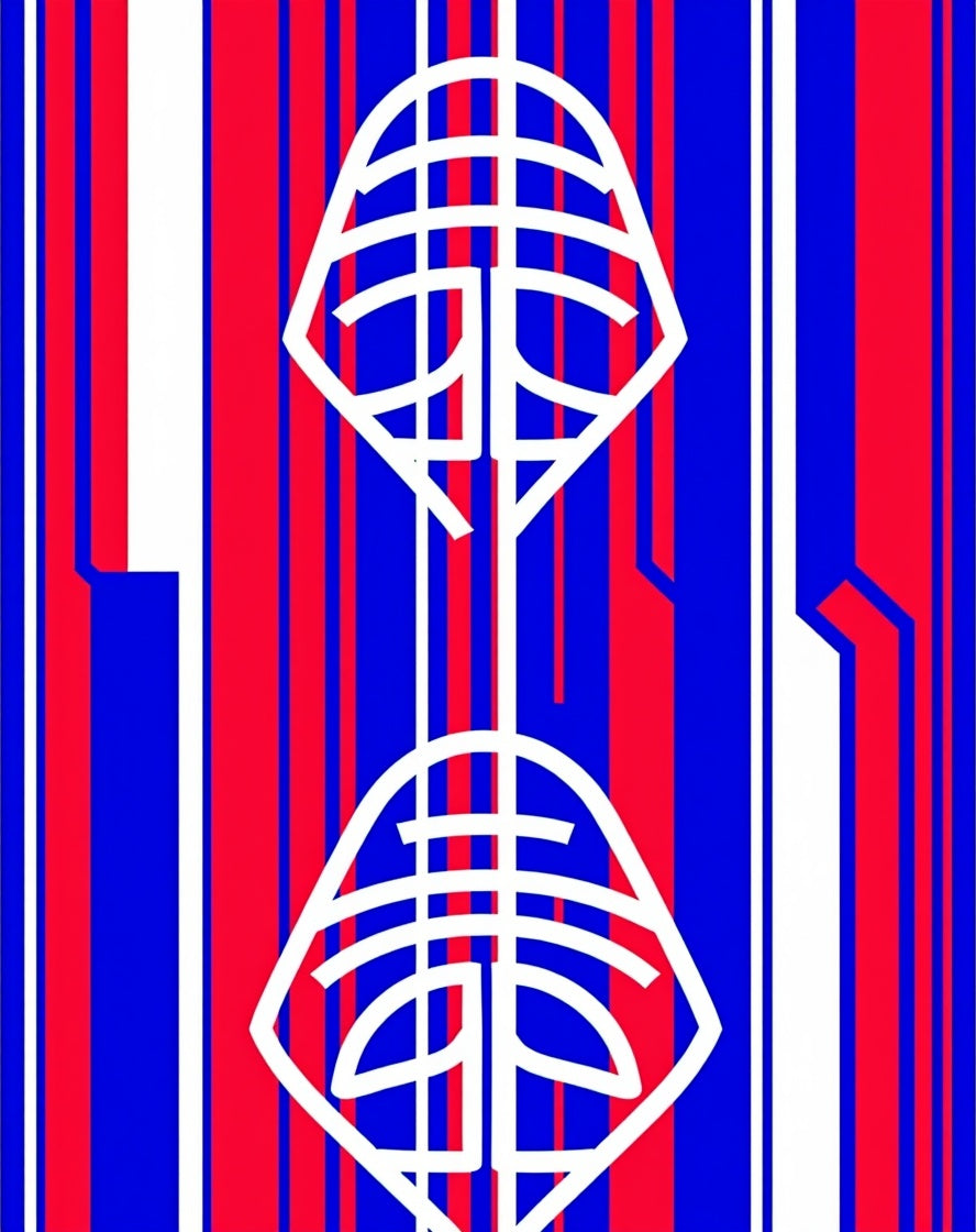 Bold Red Blue Vertical Stripe Icon Rug