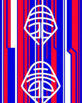 Bold Red Blue Vertical Stripe Icon Rug