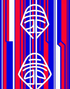 Bold Red Blue Vertical Stripe Icon Rug