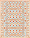 Orange Blue Geometric Lattice Frame Rug