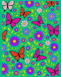 Vivid Pink Orange Butterfly Floral Medley Rug