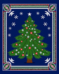 Festive Green Christmas Tree Snowflakes Rug