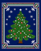Festive Green Christmas Tree Snowflakes Rug