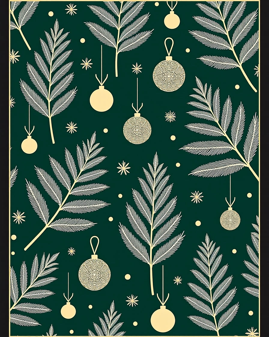 Deep Green Ornate Ornament Foliage Rug