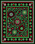Vibrant Red Green Floral Starburst Rug