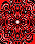 Vibrant Red Black Mandala SwirlRug Rug